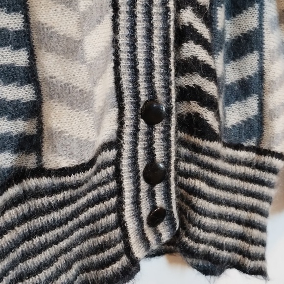 Vintage Fiore Womens Wool Cardigan S Oversized Artsy Geometric Cobain Italy Made - Picture 4 of 11